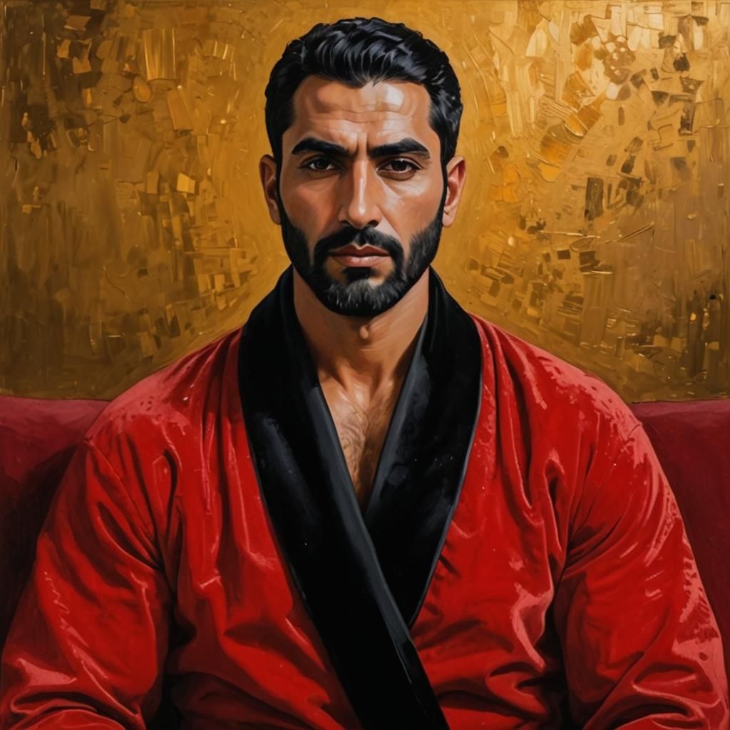 Portrait of Man in Red Robe, Expressionist Painting