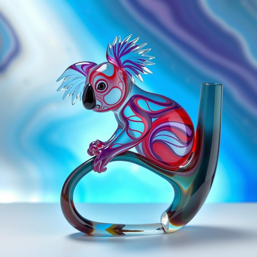 Surreal Glass Koala Silhouette in Murano Style