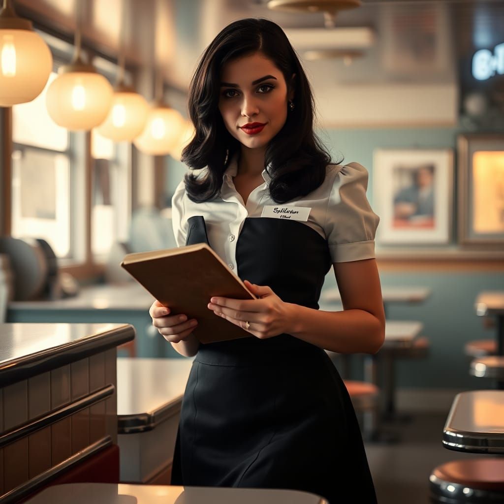 1950s Diner Waitress, Cinematic Film Still
