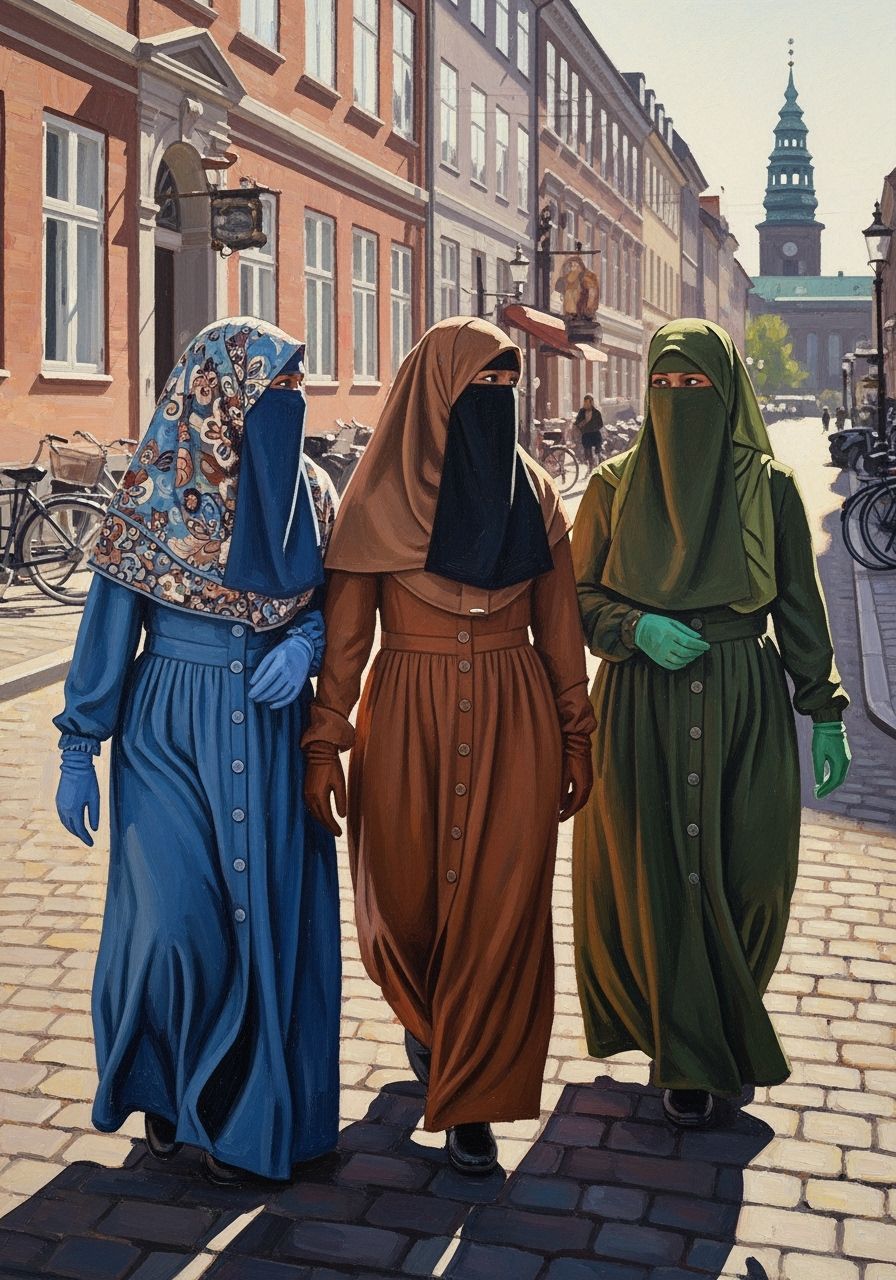 Danish Women in Niqabs: An Oil Painting