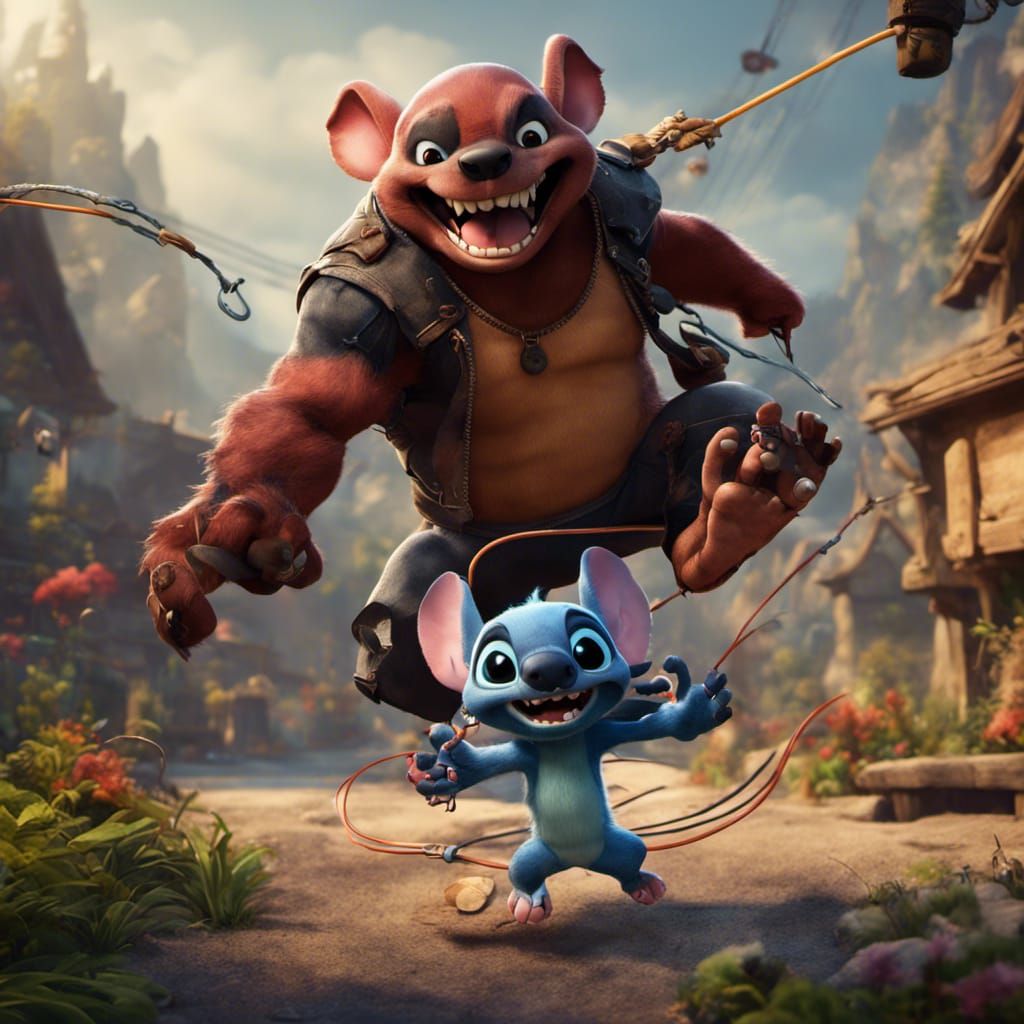 Stitch and Tasmanian Devil Jump Rope Art