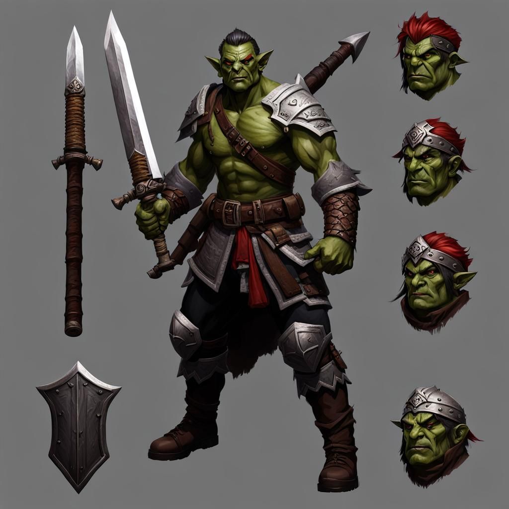 Half-Orc Ex-Soldier Dual Wielding Weapons