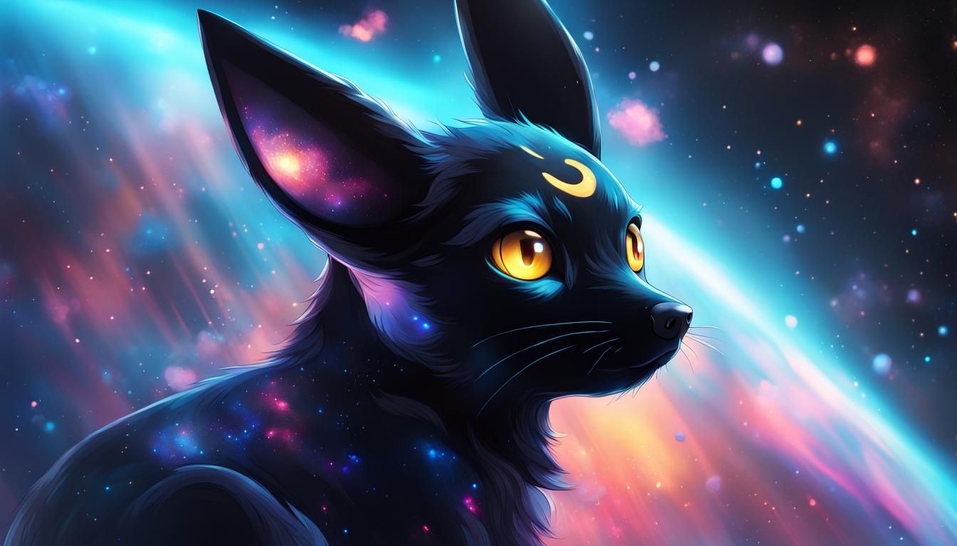 Mystic Umbreon in Space Nebula Splash Art