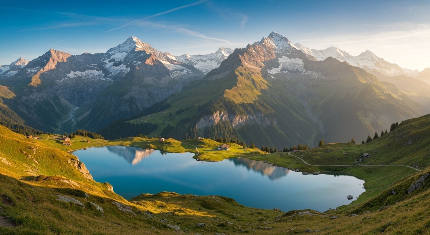Golden Hour Swiss Alps Panorama
