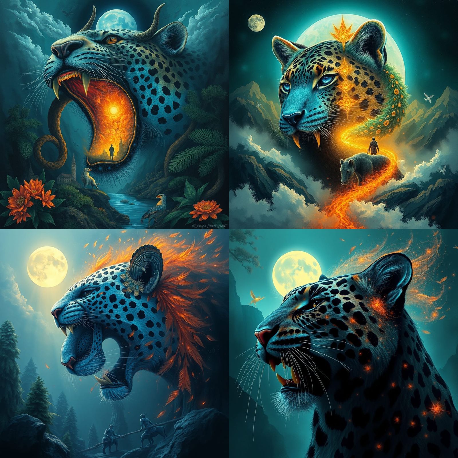 Surreal City of Time with Jaguar Shamans