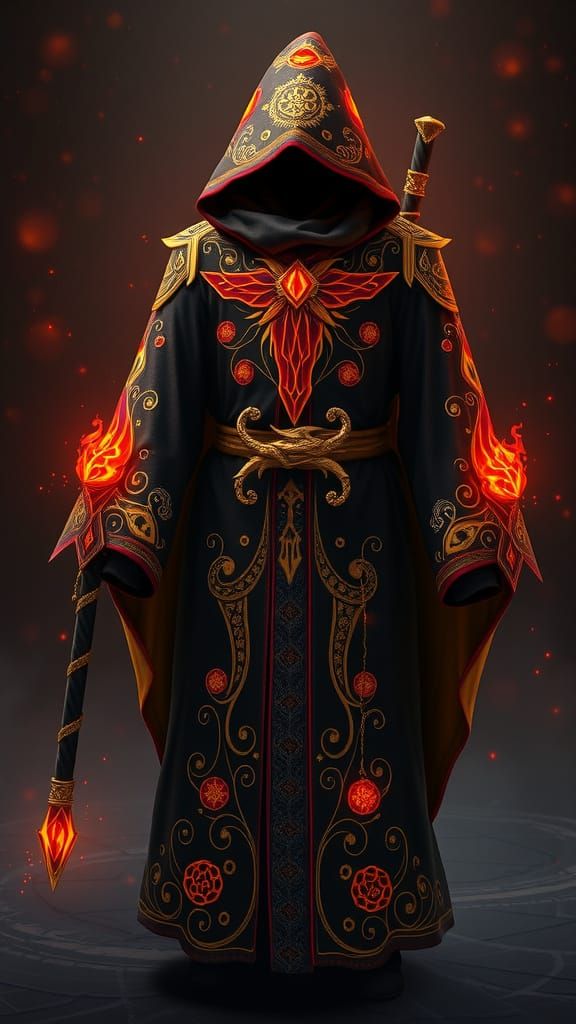 Majestic Fire Wizard Robe in Exquisite Matte Finish