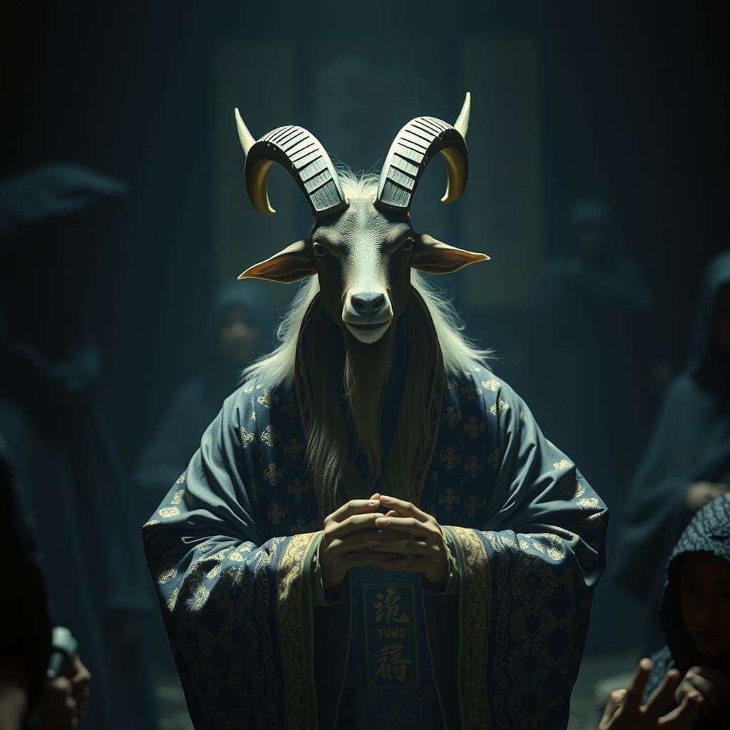 Goat Cleric Performs Marriage Ceremony in Dark Fantasy World