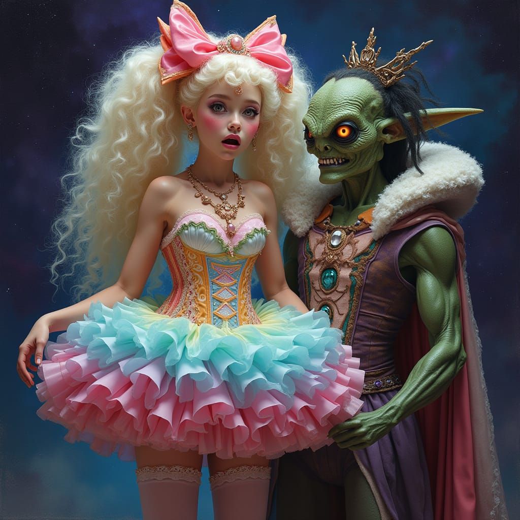 Prissy Alien Abduction in Vibrant, Cosmic Colors