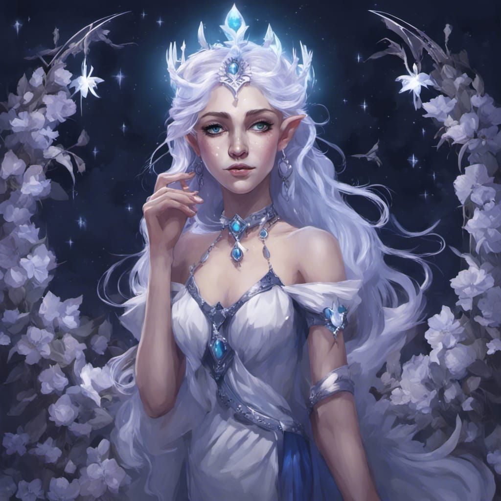Anime Moon Elf Princess with Star Jewels