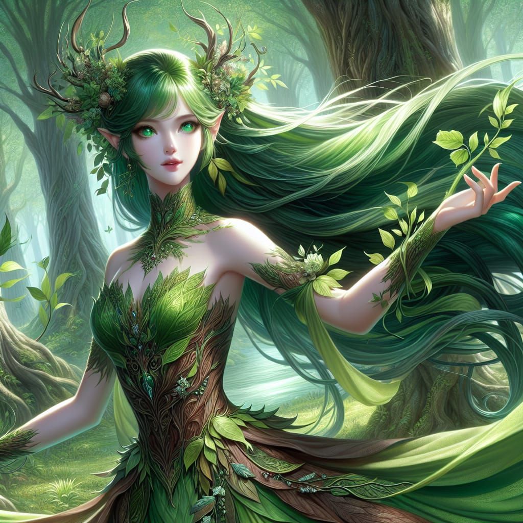 Radiant Forest Goddess in Digital Art