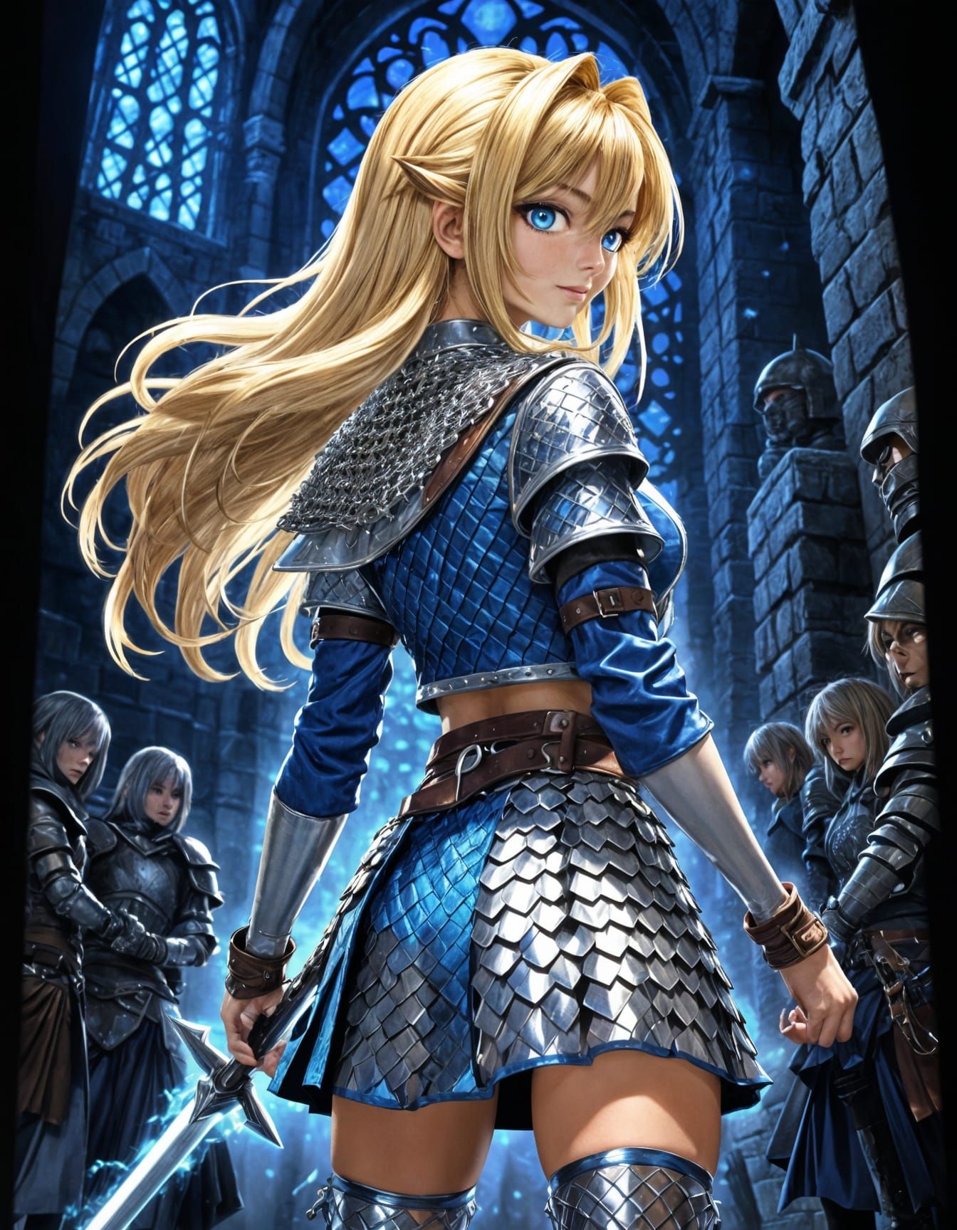 Fantasy Rogue Woman in Chiaroscuro Manga Style