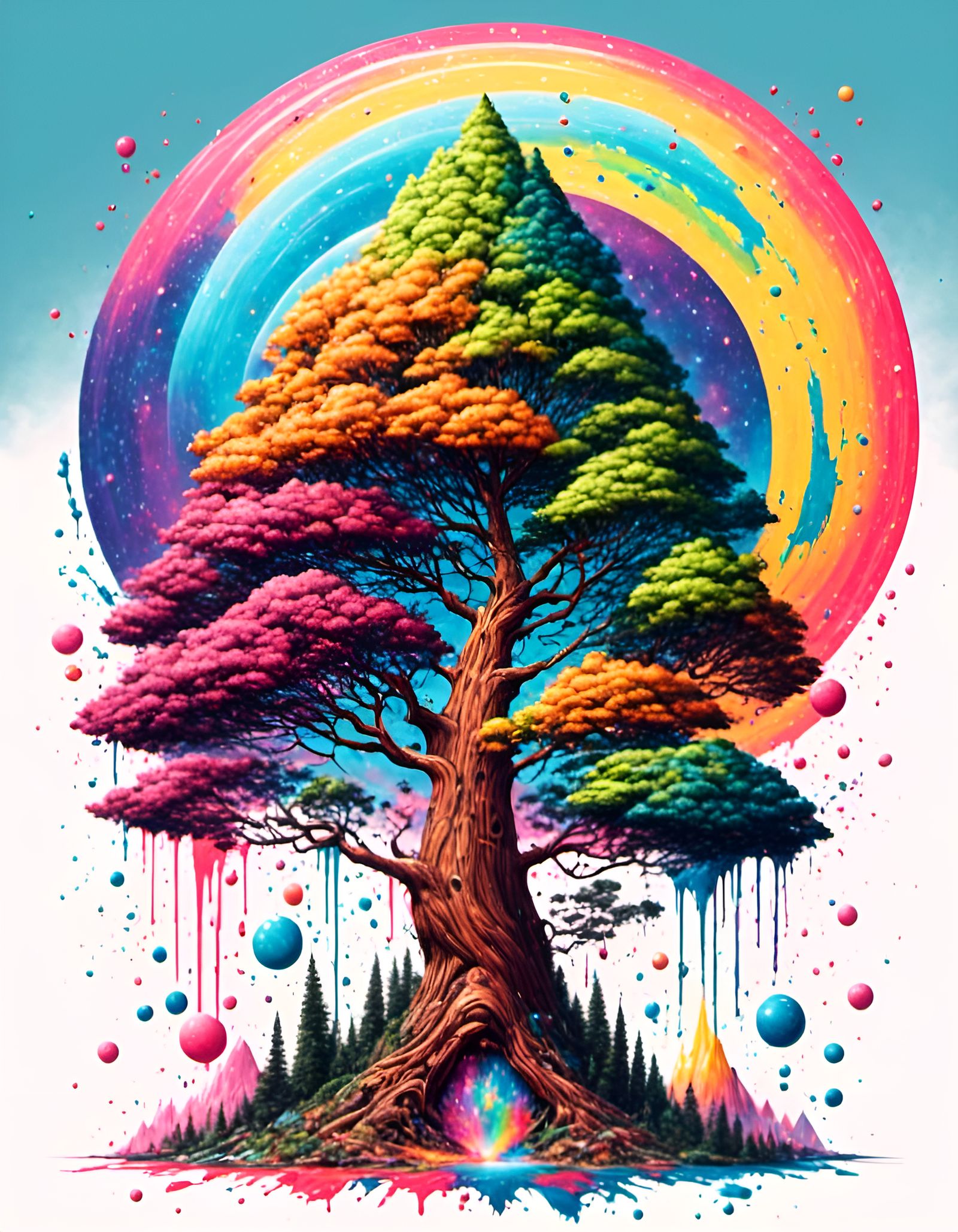 Sequoia Illustration in Lisa Frank Style