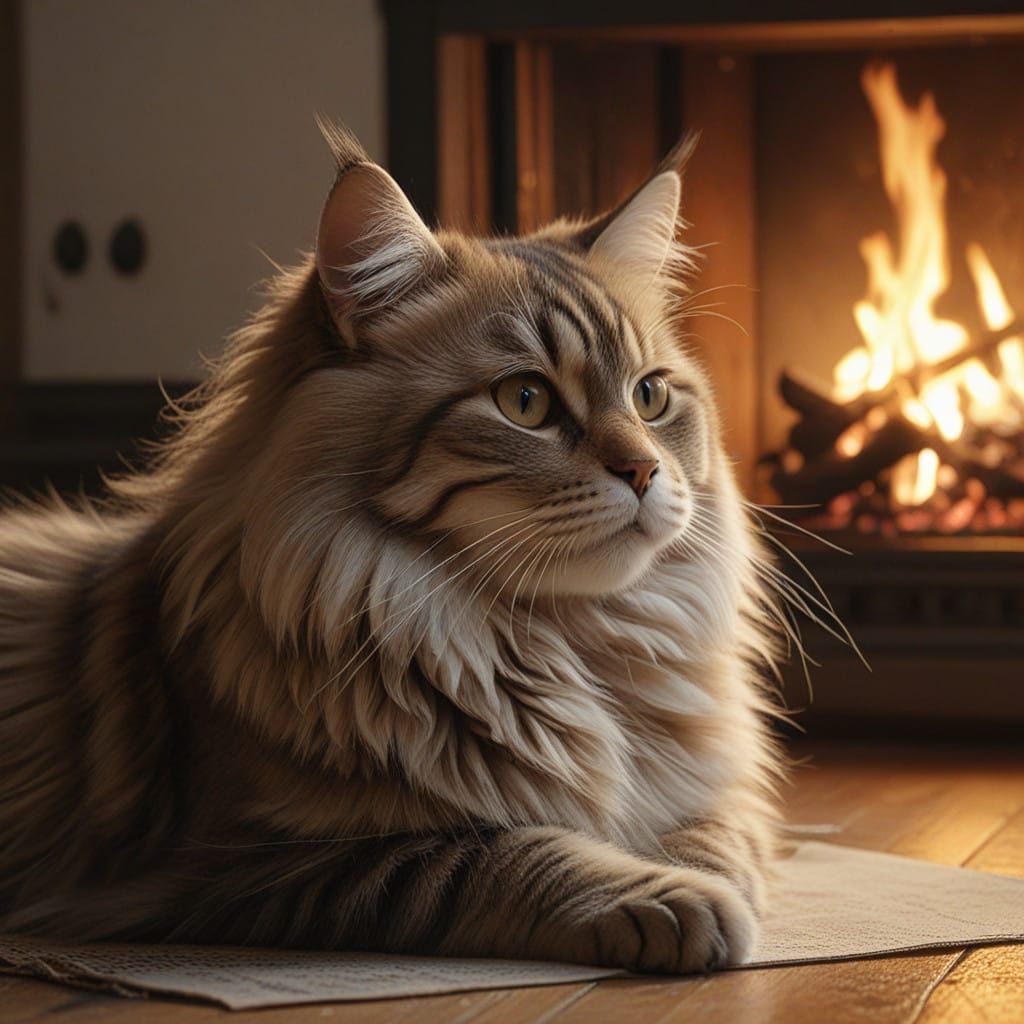 Warm cozy evening of the cat
