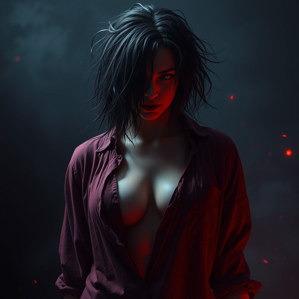 Fiery Woman: A Photorealistic Study of Good and Evil