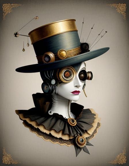 Robot in Top Hat: A Mixed Media Portrait