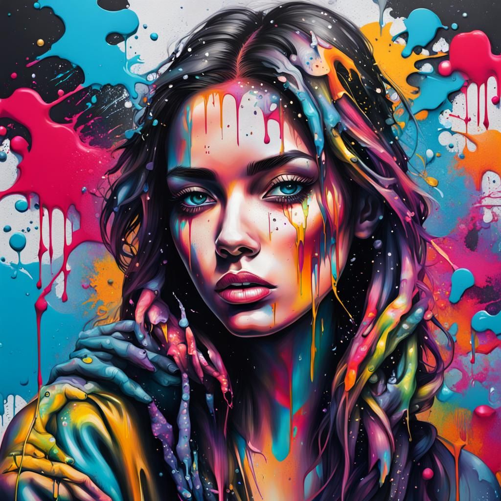 Gorgeous Girl in Graffiti Street Art Style