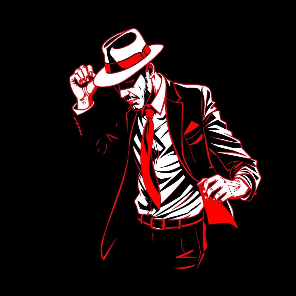 Dynamic Shuffle Dancer: Ruby Red Line Art