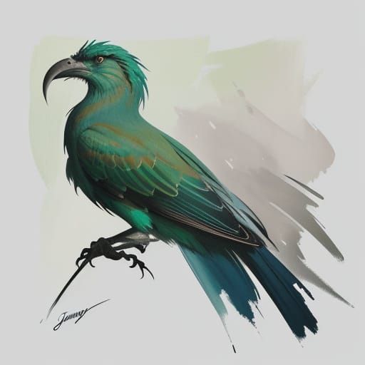 Green Ink on Painter's Brush: Textured Oil Painting