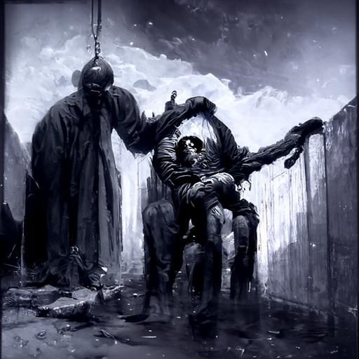 Horrific Torture Scene in Engraving Style