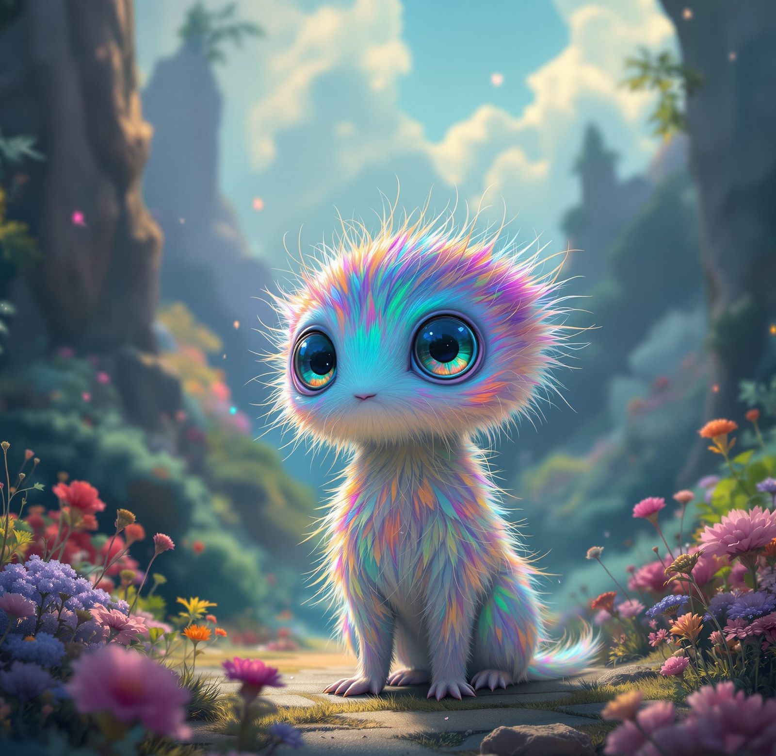 Iridescent Critter in Dreamy Landscape