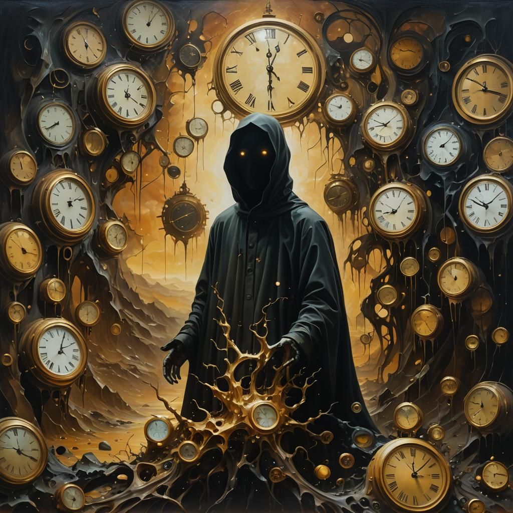 Surreal Figure in Dreamlike Landscape as Oil Painting