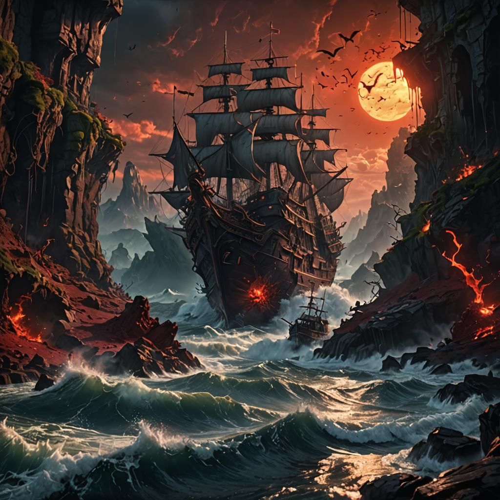 Dramatic Sunset Over the Sea as Matte Painting