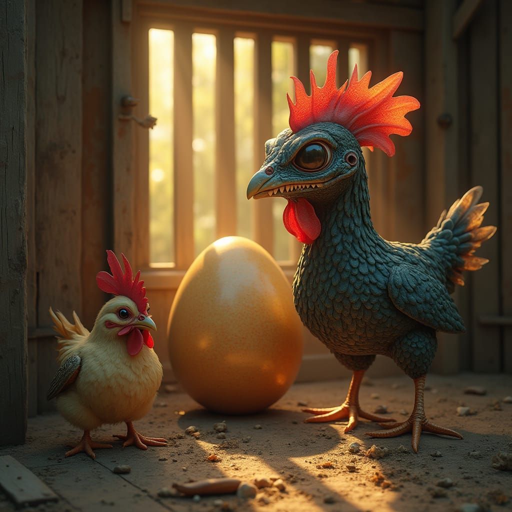 Baffled Chickens Discover Alien Egg