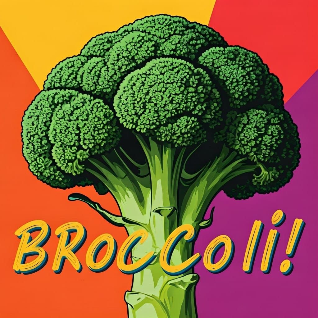 Vibrant Broccoli Pop Art Masterpiece in Bold Colors