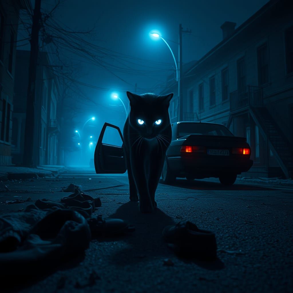 Eerie Ghostcat Prowls Abandoned Streets