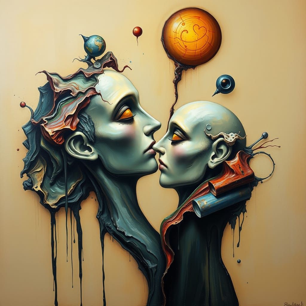 Surrealist Oil Painting of True Love's Boundless Nature