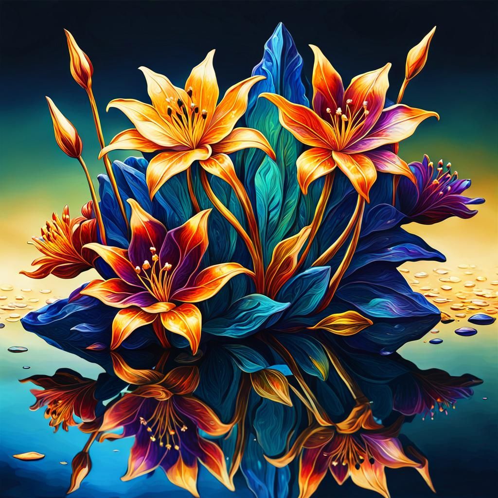 Bioluminescent Lilies in Jewel Tones with Crystal Effects