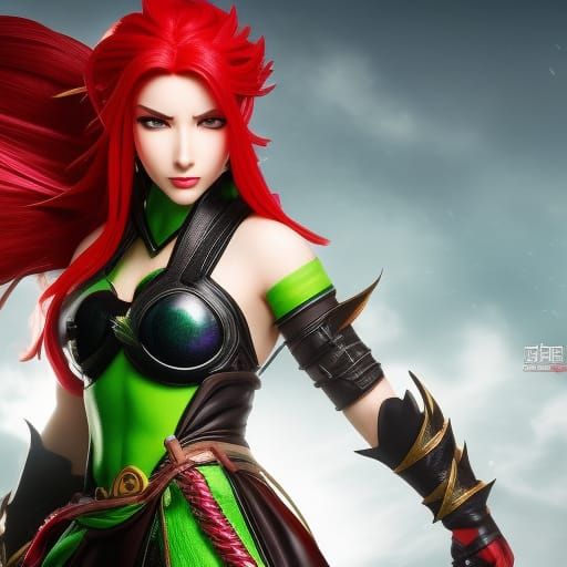 Hyperrealistic Ninja Woman Splash Art Portrait