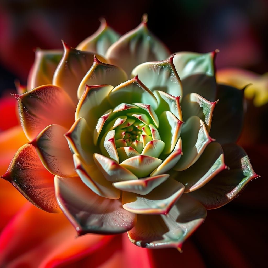 Fractal succulent plant, macro close up