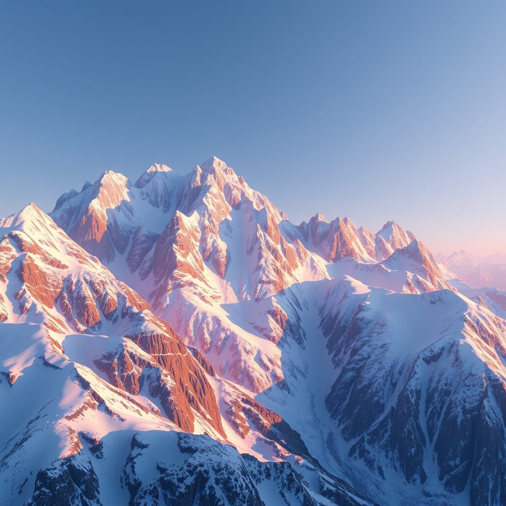 Alps Glowing in Morning Sun: 3D Anime Art