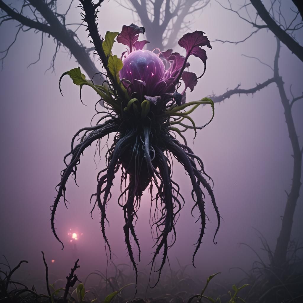 Eerie Alien Carnivorous Plant in Surreal Close-Up