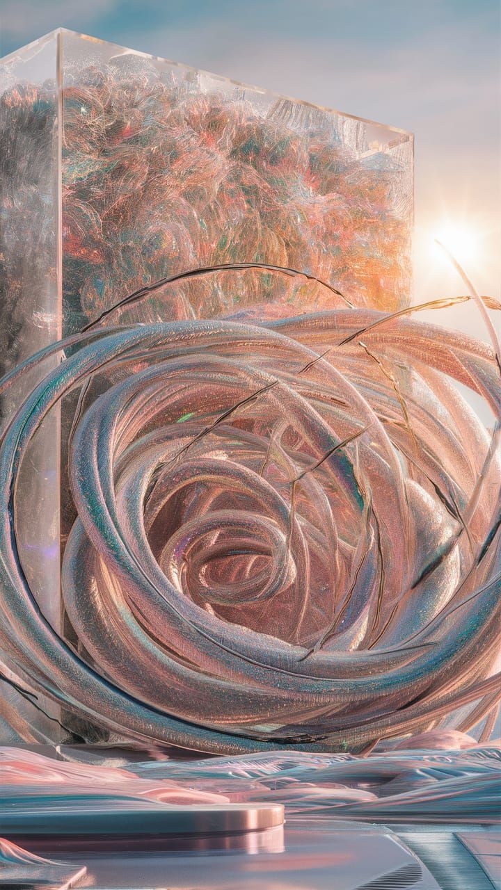 Ethereal Prismatic Cube with Cycloidal Swirls