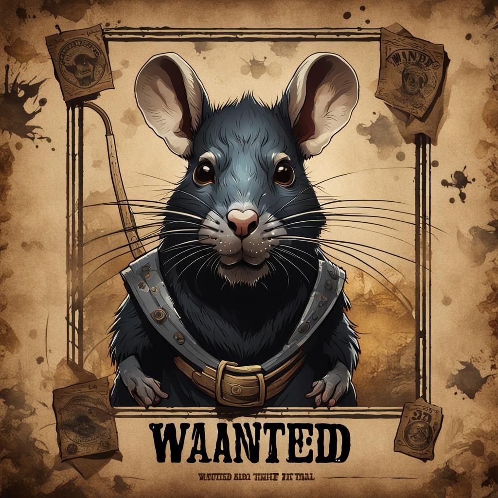 Wanted Poster of Rattus Blacktail in Western Style