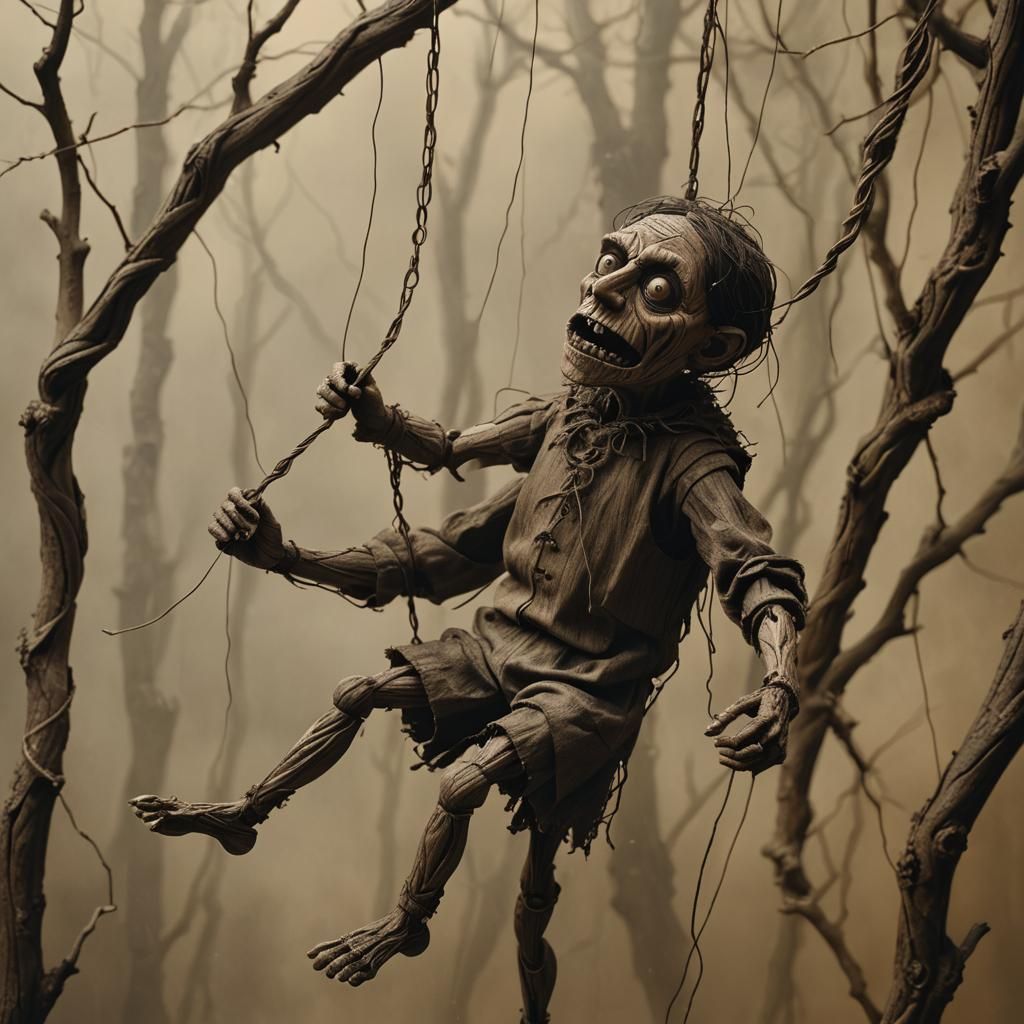 Menacing Puppet in Victorian-Era Style