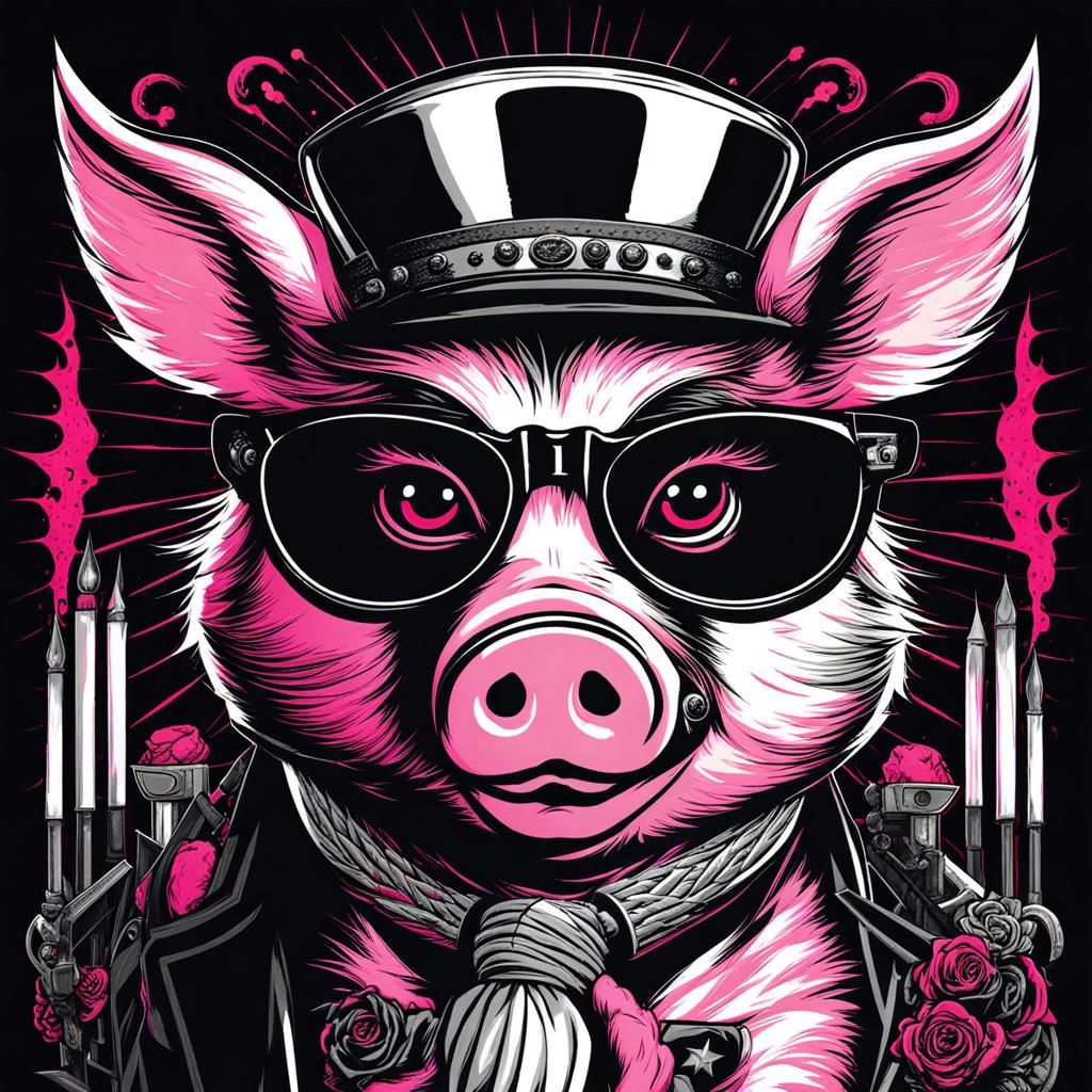 Spectaclespunk Pig with Wings