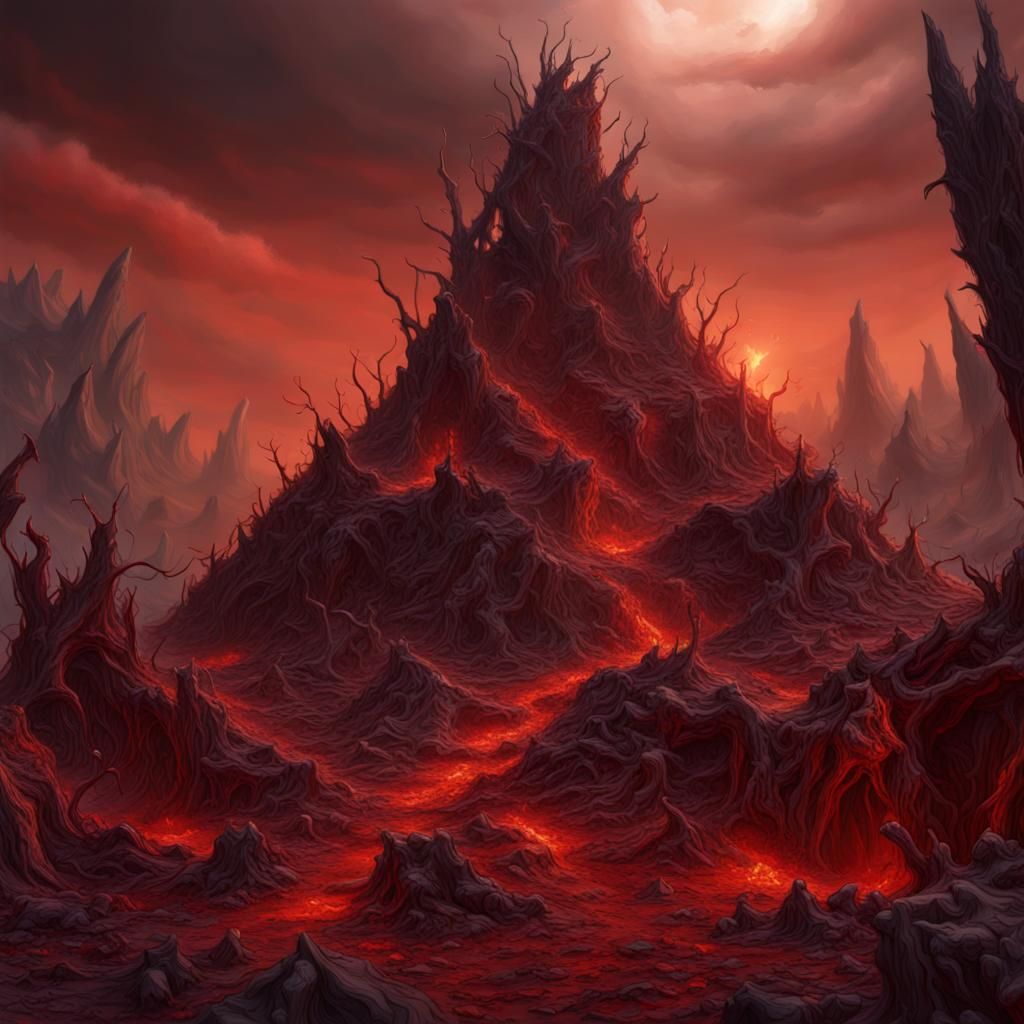 Detailed Hellscape Matte Painting in Deep Color