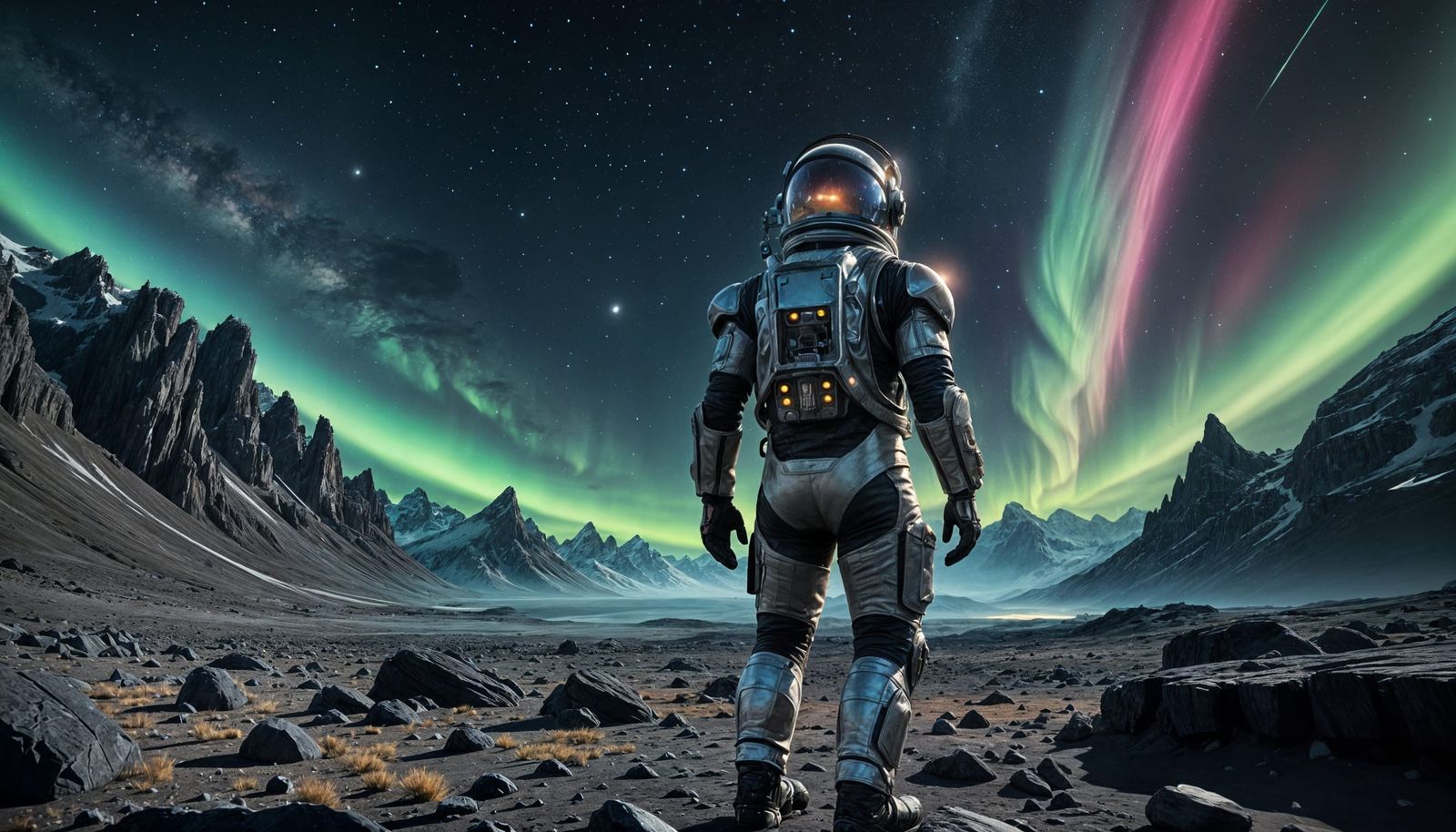 Astronaut's Aurora: A Sci-Fi Wonder in 8k