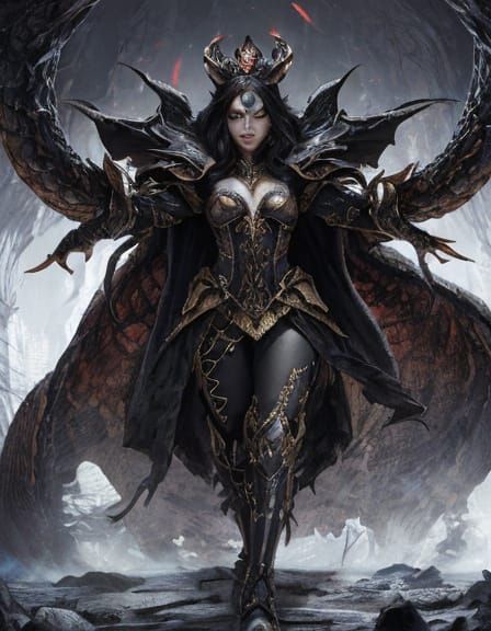 Regal Fantasy Queen Dominates Majestic Dragons in Cyberpunk ...