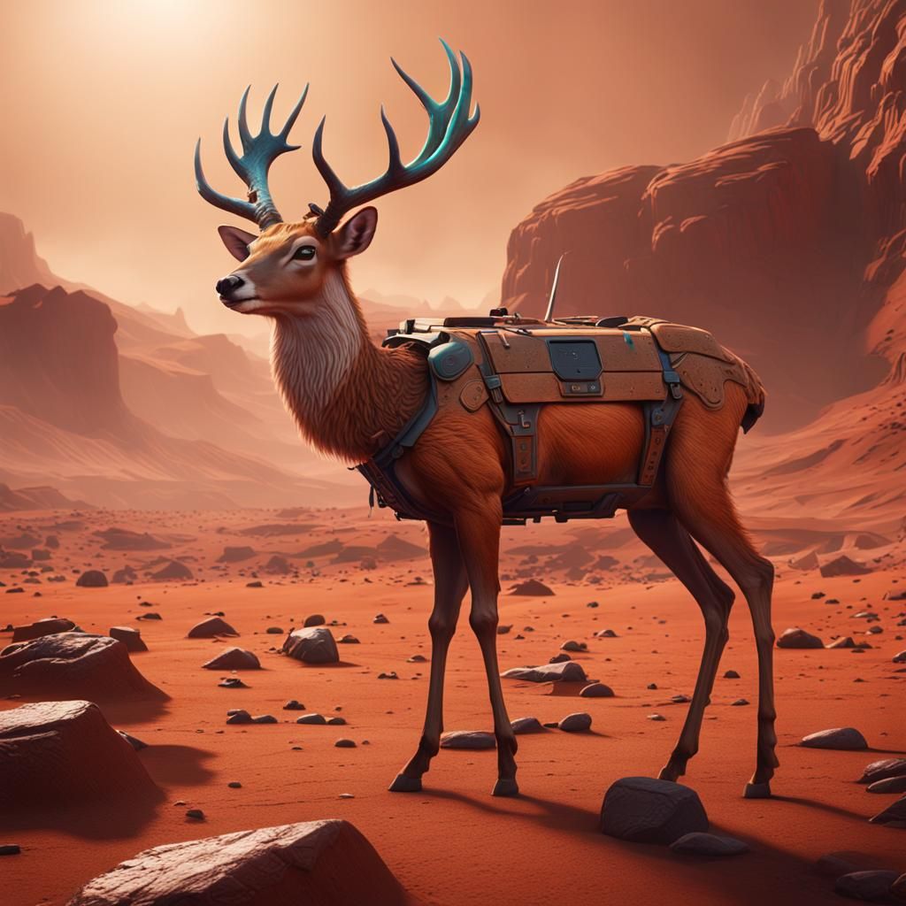 Deer on Mars: Detailed Matte Painting