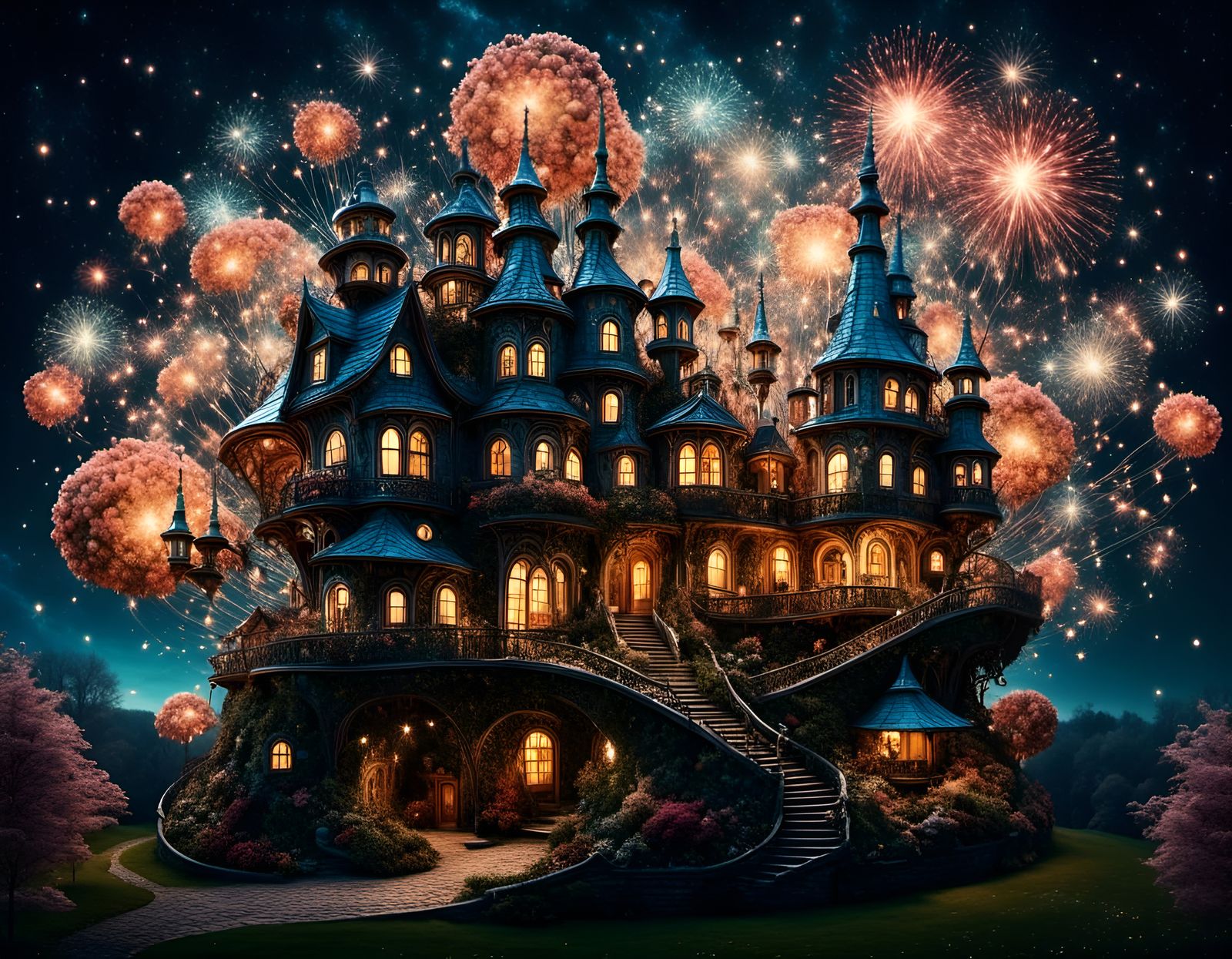 Fantasy Wonderland with Ornate Decorations in 3D