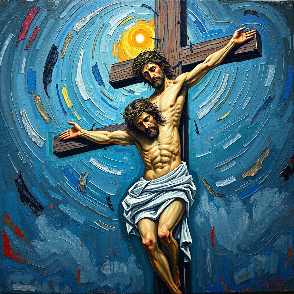 Jesus Christ on the Cross in Expressionist Style