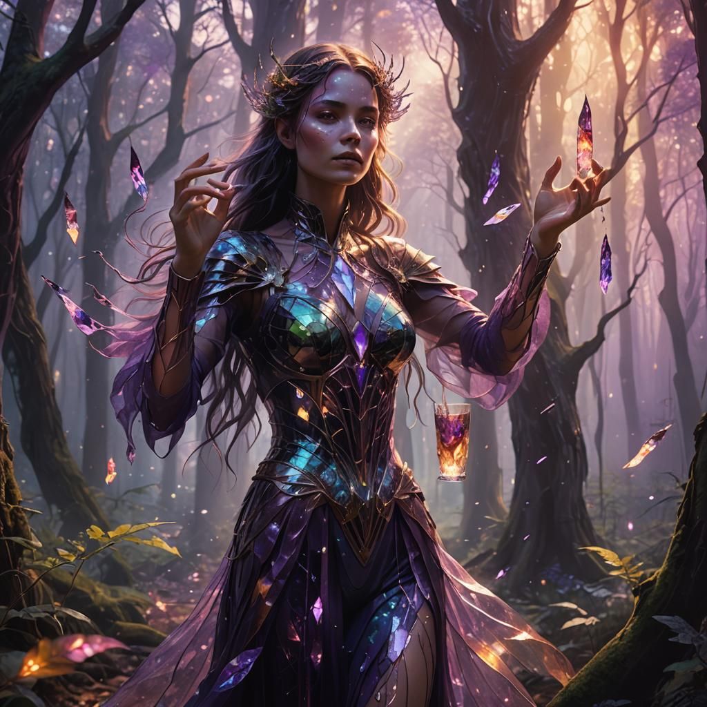 Glass Woman in Mystical Forest Concept Art