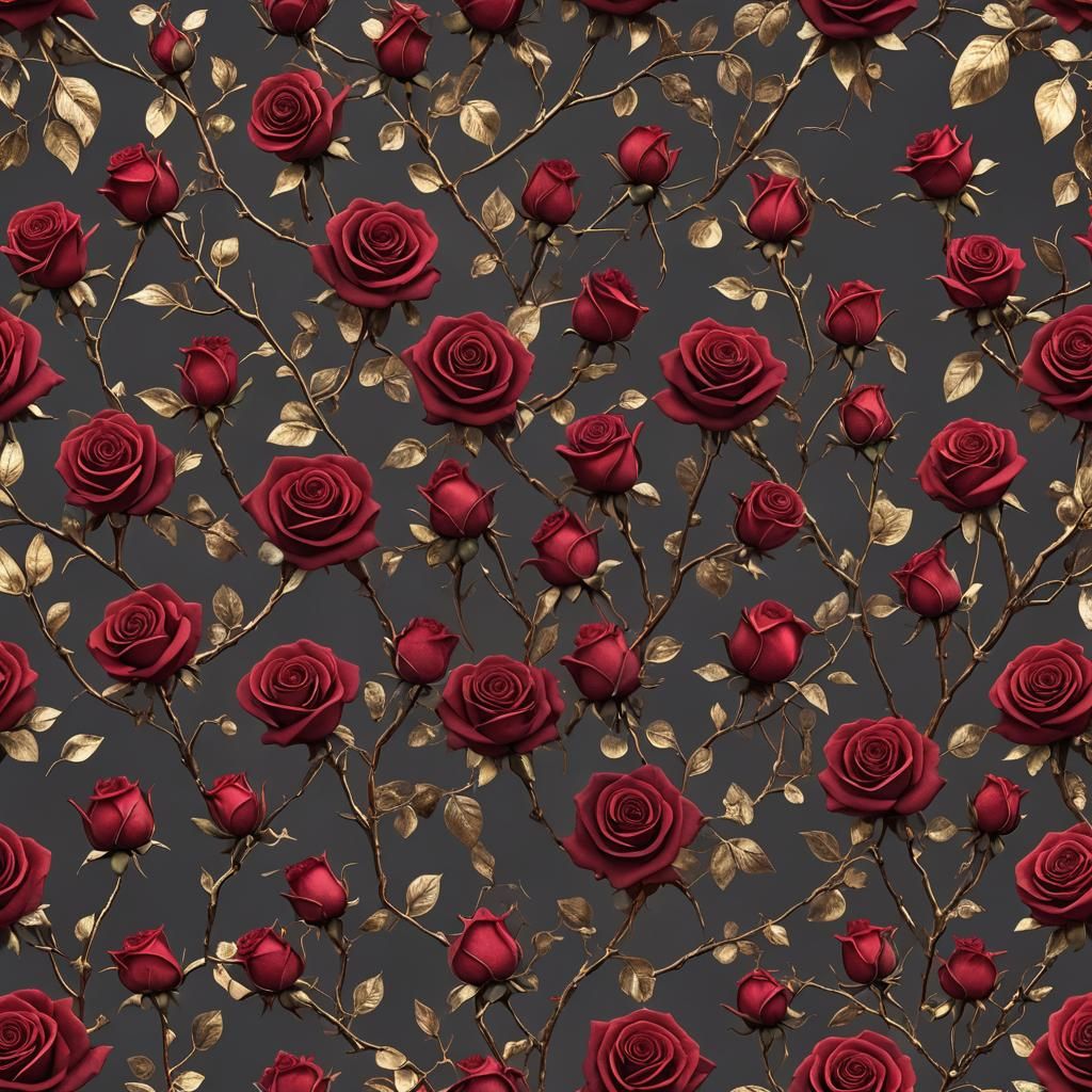 Macabre Ruby Crystal Roses in Hyperrealistic Style