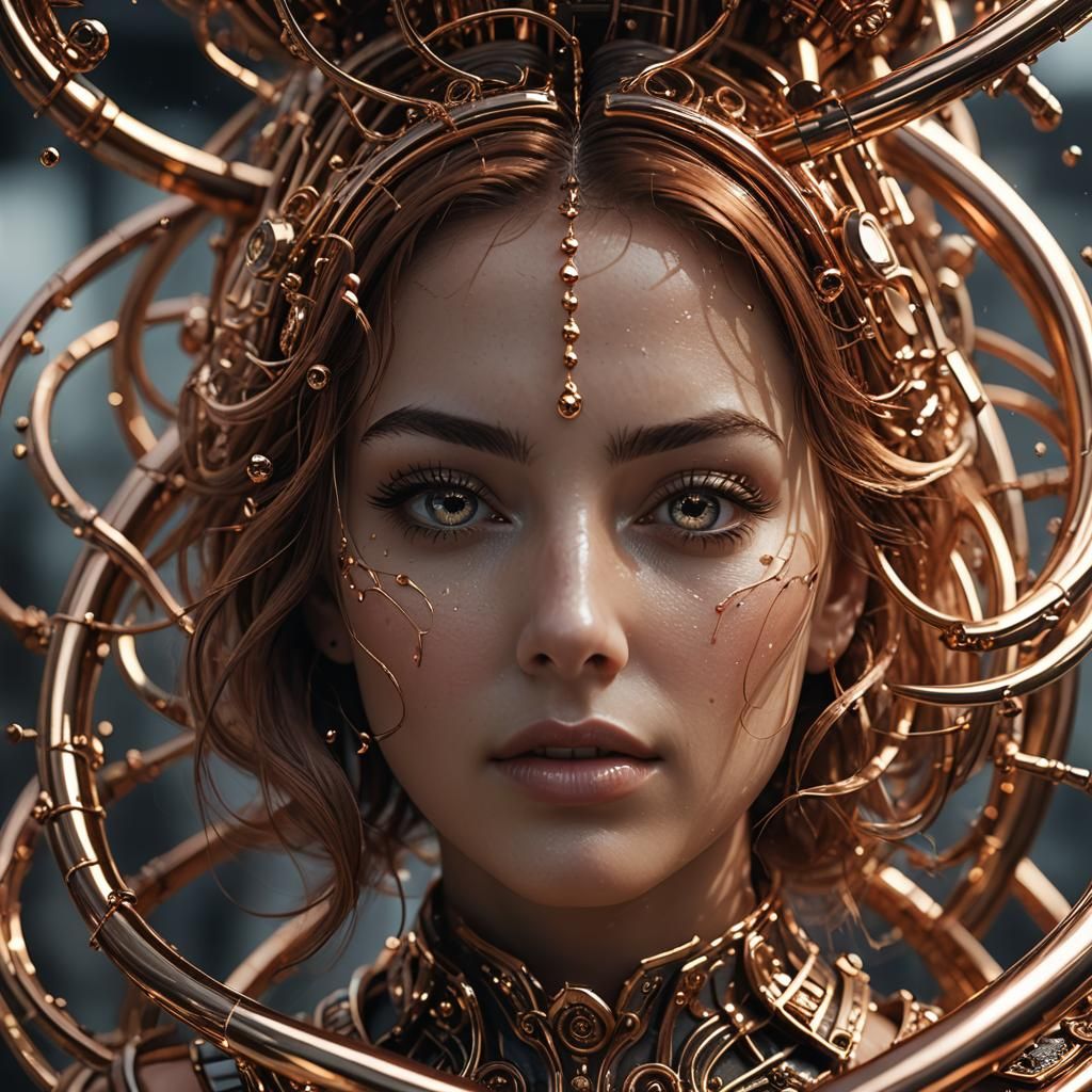 Woman with Spiral Eyes in Synthwave Neon Style