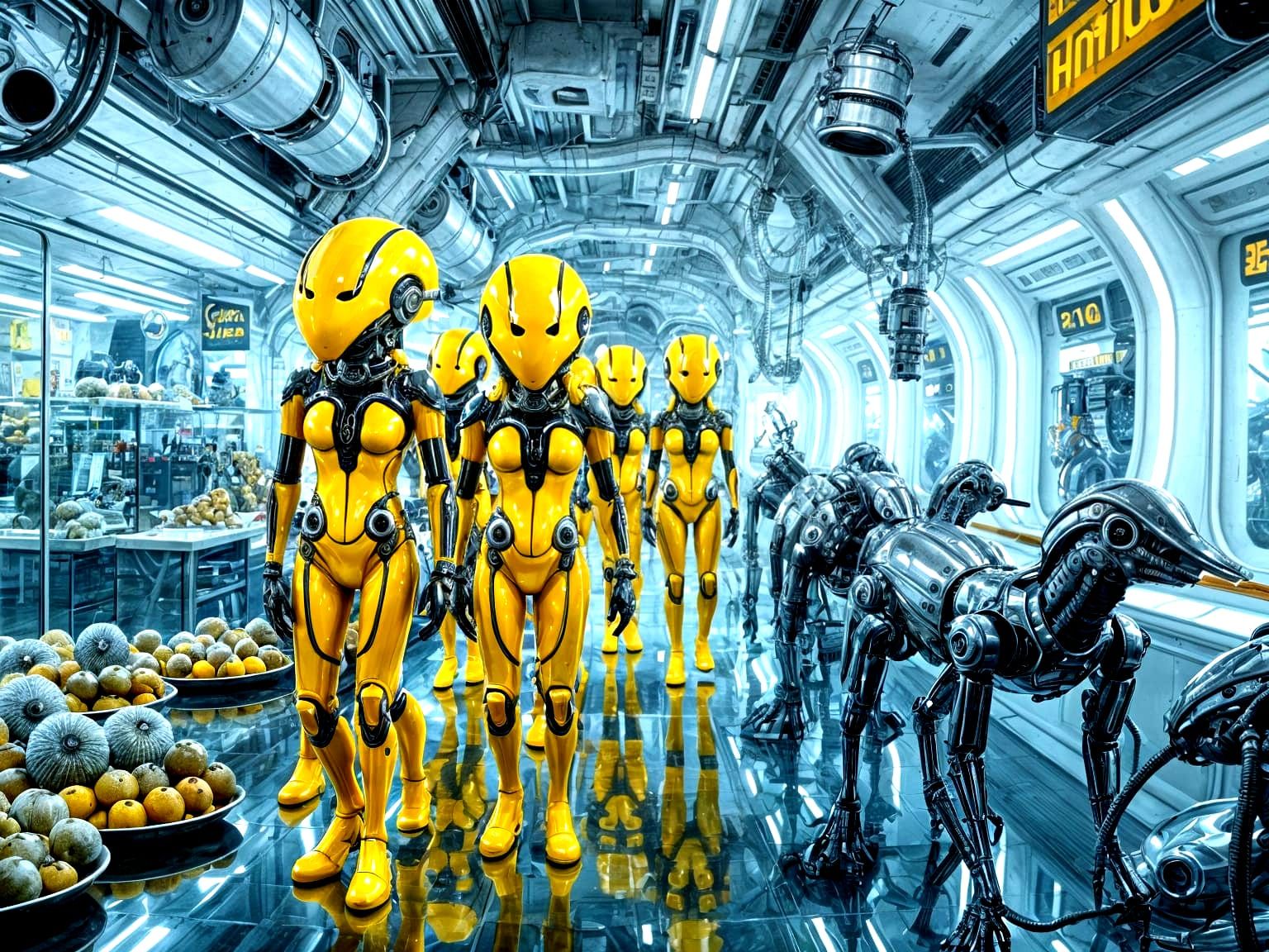 Alien Market on Distant Planet in Inspired Futurism Style