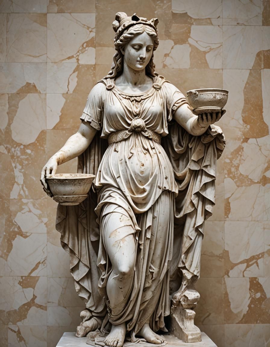 Damaged Greek Goddess Marble Statue